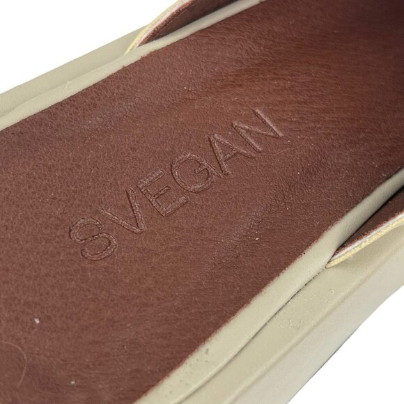 SVEGAN Women Vegan Leather Backless Mule Platform Loafer Size 38 US 7-7.5 Beige - Picture 8 of 16